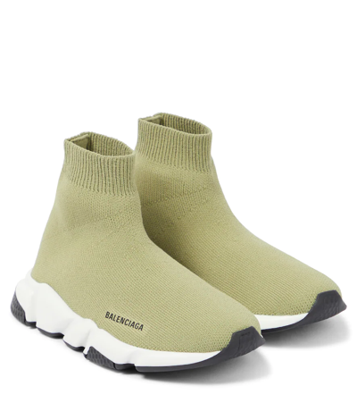 Balenciaga Little Kid's & Kid's Speed Lu Sock Trainers In Light Kaki