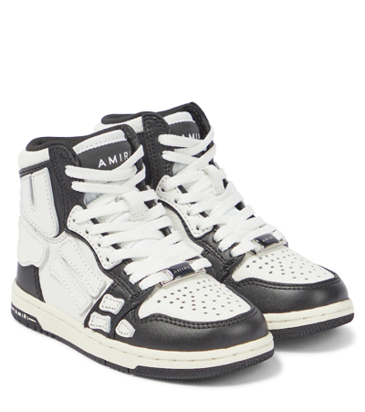Amiri Kids' Skeleton Leather High-top Sneakers In Blk/white