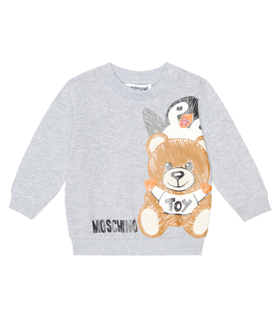 Moschino Baby Logo Printed Sweatshirt In Melange Grey