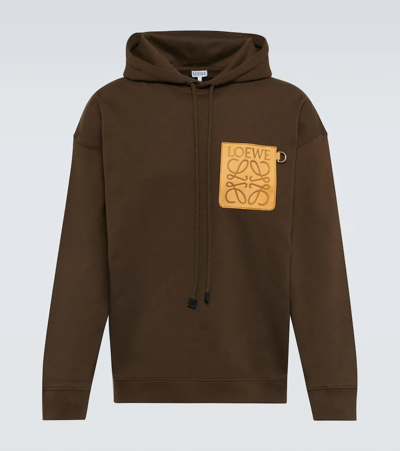 Loewe Oversized Anagram Leather-trimmed Cotton-jersey Hoodie In Green