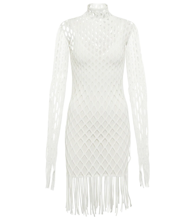 Dion Lee Fishnet High-neck Minidress In Ivory