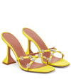 Amina Muaddi Lily Slipper 95 Crystal-embellished Satin Heeled Sandals In Yellow
