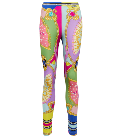 Versace Ventagli Print Technical Fabric Leggings In Default Title