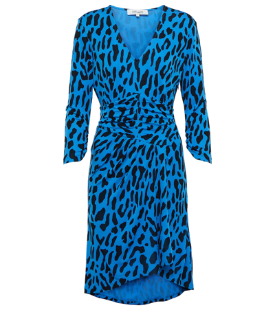 Diane Von Furstenberg David Leopard-print Minidress In Azure