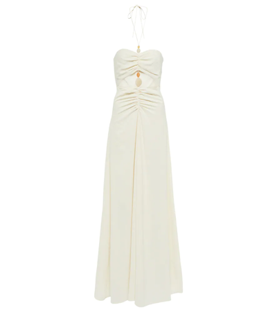 Simkhai Wylda Embellished Cutout Voile Halterneck Dress In Ivory