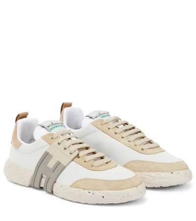 Hogan 3r Leather And Suede Trainers In Beige,grey,white