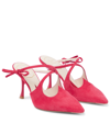 Roger Vivier I Love Vivier Bow String Suede Mules In Red