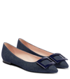 Roger Vivier Gommettine Denim Buckle Ballerina Flats In Galassia