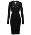 Bottega Veneta Chain-embellished Ribbed-cashmere Midi Dress In Black