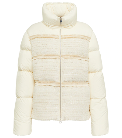 Moncler Aucun Tweed Puffer Jacket In Open White