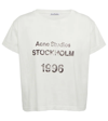 Acne Studios Printed Cropped Cotton Jersey T-shirt In Pale Grey Melange