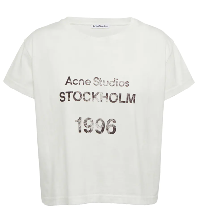 Acne Studios 印花短款棉质针织t恤 In Pale Grey Melange