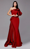 FOUAD SARKIS ONE SHOULDER DETAILED RED GOWN