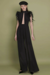 GEMY MAALOUF FEATHERED CREPE JUMPSUIT