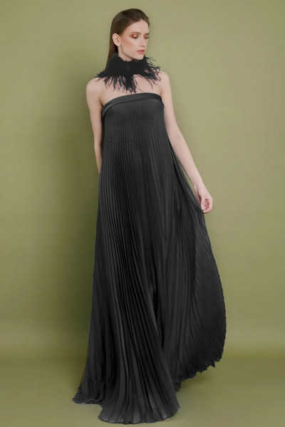 Gemy Maalouf Fully Pleated Strapless Chiffon Gown