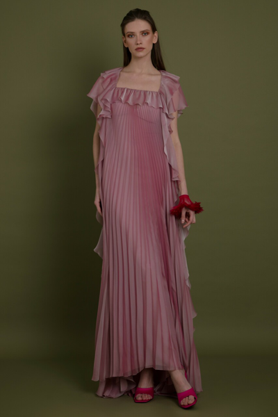 Gemy Maalouf Squared-neck Pleated Chiffon Gown