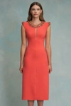 Jenny Packham Embellished Tulle-trimmed Stretch-crepe Midi Dress