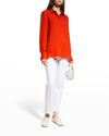 Lafayette 148 Scottie Silk Button-down Blouse In Cherry