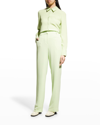 Lafayette 148 Scottie Silk Button-down Blouse In Mint