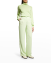 Lafayette 148 Metallic Trim Kindcashmere Turtleneck Sweater In Mint