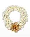 KENNETH JAY LANE GOLD MAGNOLIA-MOTIF PEARLY NECKLACE