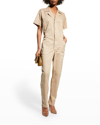 Pistola Grover Short Sleeve Coverall Jumpsuit In Tan