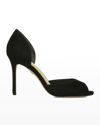 Veronica Beard Gadot Suede Peep-toe Pumps In Black Suede
