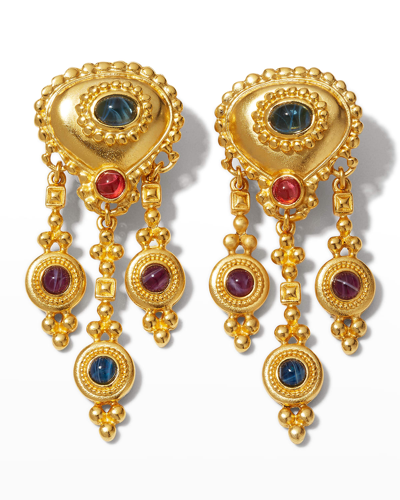 Ben-amun Gold Clip-on Multi-stone Earrings