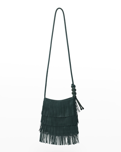 Callista Fringe Leather Crossbody Bag In Pine