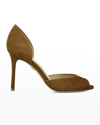 Veronica Beard Gadot Suede Peep-toe Pumps In Hazelwood Brown S