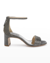 Badgley Mischka Women's Becca Ankle Strap High Heel Sandals In Pewt Textl