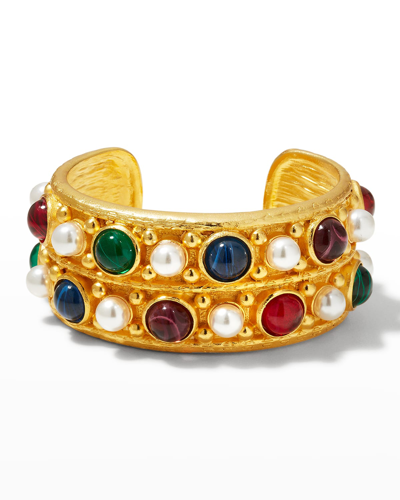 Ben-amun Gold Stone And Pearly Bangle In Multi