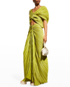Cult Gaia Iza Pleated A-line Skirt In Pine