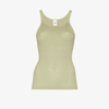 Re/done Khaki Hanes Edition Ribbed Tank Top In Green
