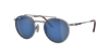 Ray Ban Round Ii Titanium Sunglasses Silver Frame Blue Lenses 53-20 In Grey Blue