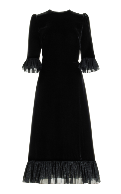 The Vampire's Wife The Festival Jumbo-cord Cotton Midi Dress In Black