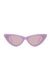 Attico Purple Linda Farrow Edition Dora Sunglasses In Black,pink