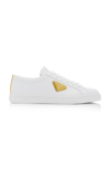 PRADA LOGO-DETAILED LEATHER LOW-TOP SNEAKERS