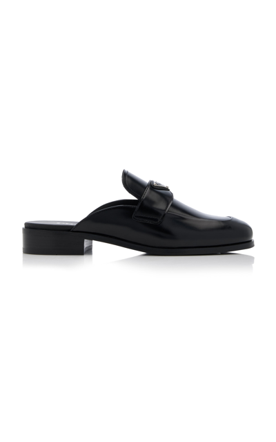 Prada Leather Mules In Black