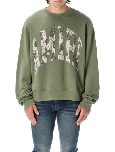 Amiri Collegiate Logo Crewneck In Military Green