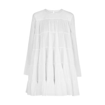 Merlette Soliman Tiered Cotton Mini Dress In White