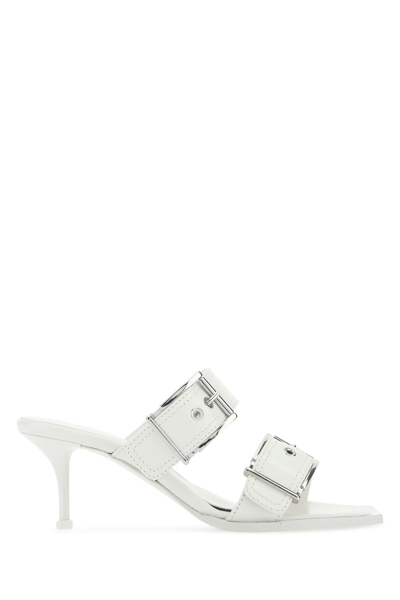 Alexander Mcqueen Punk 65 Buckled Leather Sandals In White