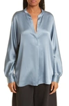 Vince Camicia Band Collar Blouse In Blue