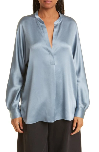 Vince Camicia Band Collar Blouse In Black