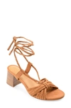 Journee Signature Railee Ankle Tie Sandal In Cognac