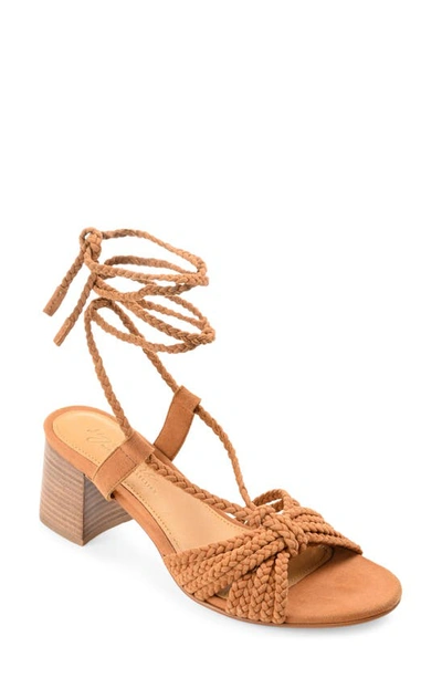 Journee Signature Railee Ankle Tie Sandal In Cognac