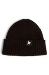 Golden Goose Damian Star Cuff Rib Beanie In Black