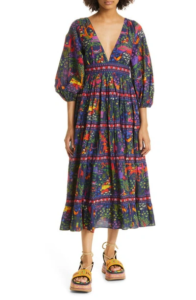 knee length dresses for ladies Black Chenille Flowers Midi Dress main image 1