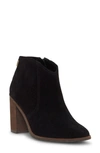 Lucky Brand Pellyon Stack Heel Bootie In Black Bz Oiled Suede
