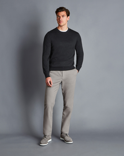 Charles Tyrwhitt Ultimate Non-iron Cotton Chino Pants In Grey